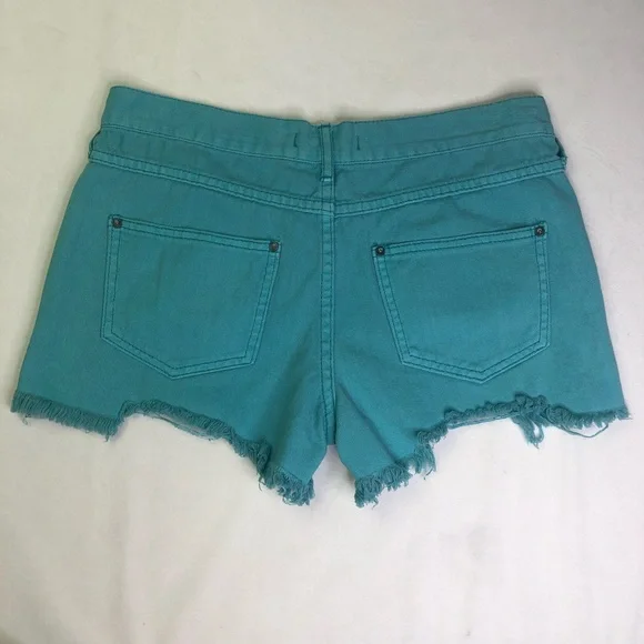 Free People Teal Cotton Jean Shorts EUC Sz 2 26 - Picture 8 of 11